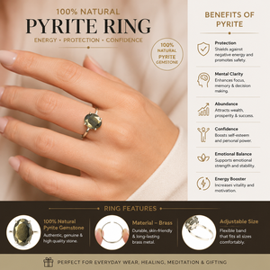 Natural Pyrite Stone Adjustable <b>Ring</b> German Silver Handmade Gemstone Jewelry Crystal Healing Gift <b>Ring</b> Wholesale - Product Image 2