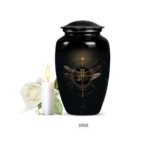 Belle urne funéraire bleue en forme de libellule pour cendres humaines adultes, avec couvercle et sac en velours offert - Product Image 5