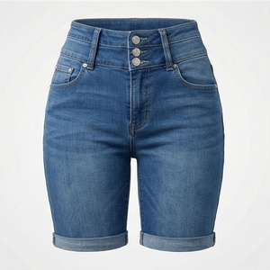 กางเกงยีนส์ขาสั้นผู้หญิง ระบายอากาศได้ดี คุณภาพสูง ผ้าฝ้าย ติดกระดุม สไตล์บูตตี้ แฟชั่นลำลองแนวสตรีท ทันสมัย - Product Image 1