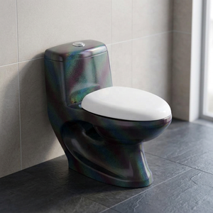 Inodoro de cerámica moderno de estilo occidental, de una pieza, alargado, montado en el suelo, con sifón, para baños exteriores. - Product Image 2