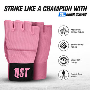 Gants de boxe d'entraînement en gel demi-doigts avec sangle longue pour poignet, pour hommes et femmes, équipement de karaté, fermeture auto-agrippante, protection - Product Image 5