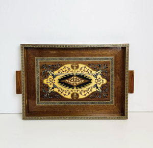 Bandejas de bambú de madera para servir con asa Ottomantray para comida Bandejas de desayuno Rectángulo moderno Madera País Rústico Marrón - Product Image 6