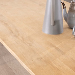 Vandana Ivory Volume <b>dining</b> <b>table</b> in a minimalist Japanese style with a wooden <b>top</b> and metal legs - Product Image 6