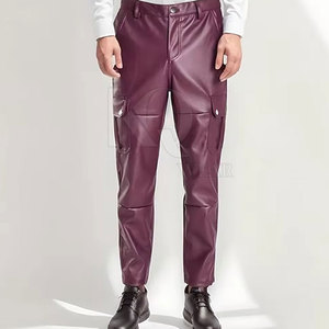Pantalones de Cuero Ligeros para Hombre, Cintura Media, Diseño Moderno, Suaves, Duraderos y Cómodos, Ideales para Ropa Urbana y Uso Casual - Product Image 4