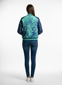 Blouson universitaire matelassé personnalisé 2026 pour femme, doublure polaire en laine, broderie décorative en tissu de coton long - Product Image 4