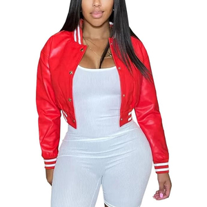 Custom <b>Women</b> Streetwear Quilted Stripe Bomber Varsity <b>Jacket</b> Dyed Woven 100% Cowhide Leather Pakistan - Product Image 1