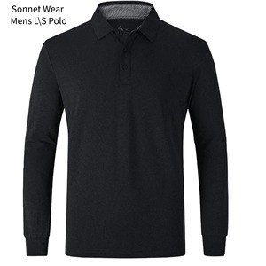 เสื้อโปโลแขนยาวผู้ชาย สีฟ้าอ่อน สีพื้น ดีไซน์กระเป๋าแบบลำลอง ทรงปกติ - Product Image 4