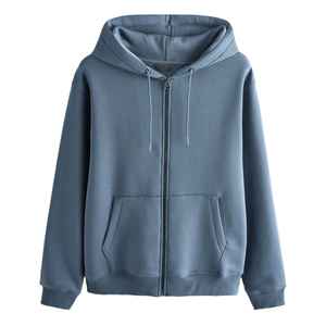 Sweat à capuche zippé pour homme, style décontracté, coupe ample, design contemporain avec fermeture éclair intégrale, capuche à cordon de serrage, poches spacieuses, poignets côtelés. - Product Image 3