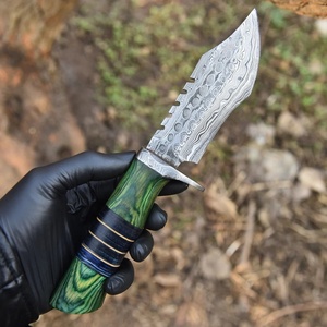Couteau de chasse artisanal en acier Damas, manche en micarta naturel, étui en cuir, couteau utilitaire pour le camping en plein air, Pasha Enterprises - Product Image 5
