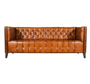 Traditional Chesterfield Transitional Vintage Brown Leather Eco-Friendly <b>Sofa</b> Handmade Three Seater <b>Wood</b> <b>Frame</b> Elegant Living - Product Image 1