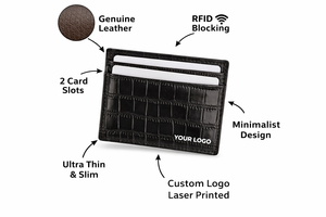 WRIZA Portefeuille de poche pour homme en cuir véritable ultra fin avec blocage RFID, porte-cartes de crédit minimaliste et élégant - Product Image 3