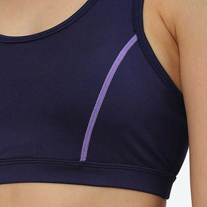 AL SWANS International Women's Navy <b>Blue</b> Sports <b>Bra</b> Front Purple Stitching High Support Yoga Breathable Lightweight Four Way - Product Image 5