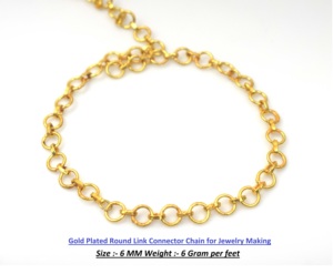 โซ่เชื่อมต่อแบบวงกลมชุบทองสำหรับทำเครื่องประดับ - Product Image 5