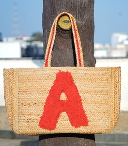 Bolso Tote de Yute para Mujer, Estilo Bohemio, Verano, Ecológico, Tejido, Bordado, con Iniciales Personalizadas - Product Image 1