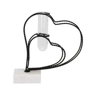 Jarrón de Mesa Moderno y Elegante de Metal Negro con Base de Mármol, 27.5 cm de Altura, para Agua, Centro de Mesa Decorativo - Product Image 2