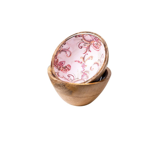 Bol de service moderne en bois de manguier avec incrustation en émail blanc, bols écologiques en bois pour salades et soupes, pour la décoration de la table de cuisine à la maison - Product Image 2