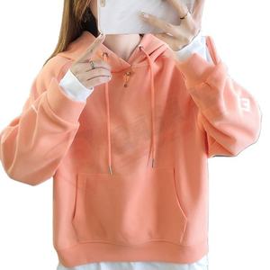 Wholesale Women Fashion Cotton Custom Embroidery Logo Hoodies Color-Block Ladies Outdoor Casual Patchwork Hoodies - Product Image 5