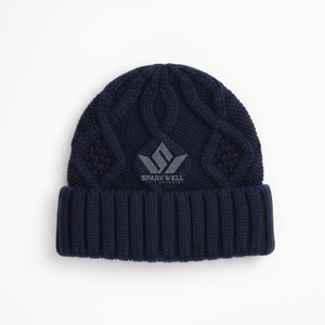 Gorro de Punto Negro Sparkwell Industry, Unisex, para Adultos, Estilo Casual, Color Sólido, 100% Acrílico, Hecho a Mano, 56-58CM - Product Image 4