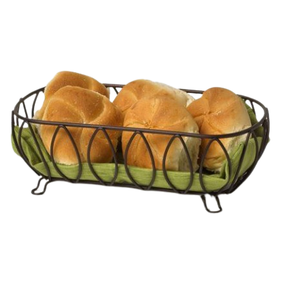 Grand panier de rangement en bois avec finition en métal noir pour le pain, les fruits, les collations, les bonbons, à utiliser dans la cuisine, indispensable à la maison - Product Image 5