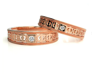 925 Sterling Silver Rose Gold Plated Pattern Couple Rings - Product Image 3