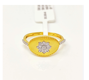 22k Solid Gold Oval Signet <b>Ring</b> for Women 916 Yellow Gold Starburst Cluster <b>CZ</b> <b>Ring</b> Elegant Handcrafted Fine Jewelry Gift - Product Image 1