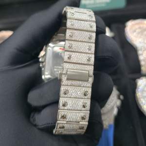 Montre de luxe personnalisable avec chiffres arabes ETA, cadran analogique, date automatique, boîtier carré, diamants Moissanite, style Hip Hop, de marque - Product Image 6