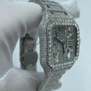 Montre mécanique automatique squelette de luxe en acier inoxydable style Hip-Hop avec diamants Moissanite de la marque C Factory - Product Image 4