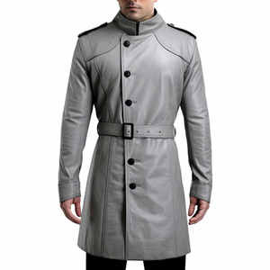 Fabricante Profesional de Gabardinas de Cuero para Hombre, Manga Larga, Cierre de Botones Cubiertos, Transpirable, Ecológico, OEM - Product Image 1