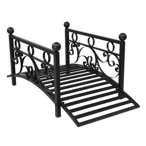 Ringhiera in Ferro Nera con Parte Superiore Piatta 102*51*43cm e Sfera in Ferro Rotonda, Elegante Ponte da Giardino - Product Image 4