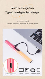Type C Metal <b>Lighter</b> Kitchen BBQ USB Rechargeable Eco-Friendly <b>Custom</b> Candle <b>Lighters</b> Dericsson Hot Selling Electric - Product Image 4