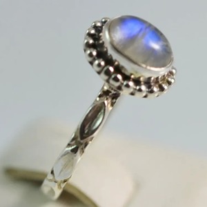 Rainbow Moonstone <b>Ring</b> 925 Sterling <b>Silver</b> Handmade <b>Statement</b> Promise <b>Ring</b> for Women Boho Oval June Birthstone Jewelry - Product Image 1