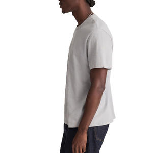 T-shirt en jersey de coton pour homme, col rond, logo personnalisé, streetwear décontracté, respirant, manches courtes, OEM, marque privée - Product Image 5