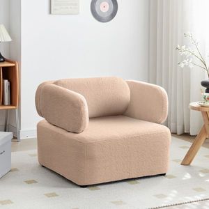 Mid Century Teddy Velvet Reading Armchair Accent Chair with Thickened Cushions and Upholstered Padded Seat for Living Room - Product Image 1
