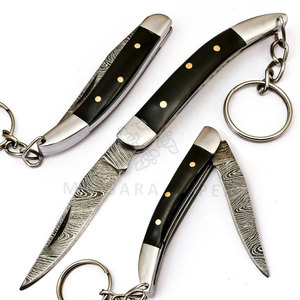 Couteaux pliants en acier Damas faits à la main sur mesure en gros, porte-clés couteaux pliants de poche - Product Image 3