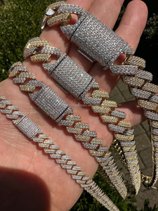 เครื่องประดับฮิปฮอปตามสั่งสร้อยคอโซ่สำหรับผู้ชาย14มม. 925สเตอร์ลิงตั้งค่า VVS Lab Moissanite cuban Link Chain สำหรับผู้ชาย - Product Image 2