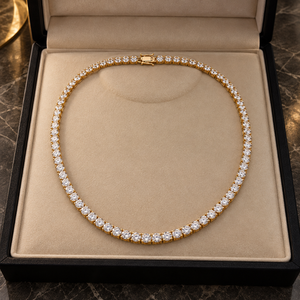 Elegante Collar de Tenis con Diamantes Naturales de 22 Pulgadas |   Joyería Fina de Oro Blanco Sólido de 14K, 0.15CT, 3.5MM, Corte Brillante, Certificado IGI - Product Image 4