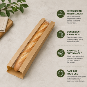 Kraft <b>Paper</b> Bread Bags with Clear Window Self Adhesive Seal <b>Biodegradable</b> Eco-Friendly Patch Handle Luxury Food Packaging - Product Image 4