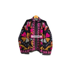 Chaqueta de Terciopelo con Bordado Floral, Chaqueta Corta Unisex Hecha a Mano, Chaqueta Suzani Uzbeka con Forro Interior de Algodón, Abrigo para Mujer - Product Image 1