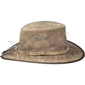 Sombrero de Vaquero Artesanal de Cuero Envejecido con Banda Trenzada, Ala Ancha, Resistente, Accesorio para Hombre, Estilo Ranchero - Product Image 2