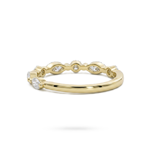 <b>Fine</b> <b>Ring</b> Marquise & Round Lab Created Diamond Band <b>Ring</b> 14K 18K Solid Gold Minimalist Wedding Band Stackable Anniversary Gift - Product Image 4