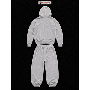 Conjunto de chándal de terciopelo plateado para mujer, con sudadera con cremallera completa, pantalones de pierna ancha, dos piezas, con pedrería, de lujo, estilo casual urbano para correr - Product Image 6