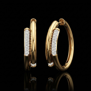 Pendientes de Aro con Diamantes Cultivados en Laboratorio de 0.80 CT, Oro Sólido de 14K, Doble Hilera de Diamantes Pavé, Joyería Fina de Lujo para Compromiso y Boda - Product Image 1
