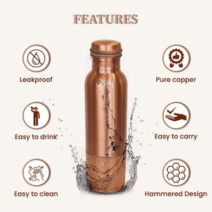 Botella de Agua Ayurvédica Personalizada, Moderna, de Cobre Puro para Beber Directamente y Hervir Agua, para el Regreso a Clases - Product Image 1