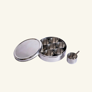 Pure Brass Masala <b>Box</b> With 7 Detachable Containers And Spoon Traditional Indian Spice Organizer & Eco-Friendly Masala Dabba - Product Image 5