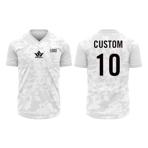 Maillot de football personnalisé pour homme, blanc camouflage, col en V, manches courtes, polyester respirant, uniforme de football sublimé pour équipe - Product Image 5