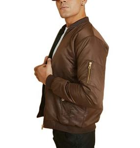 2026 Men's Solid Brown Color Bomber <b>Jacket</b> 100% Polyester Fabric Durable Rib Neck Winter Wear Bomber <b>Jacket</b> With Low MOQ - Product Image 2