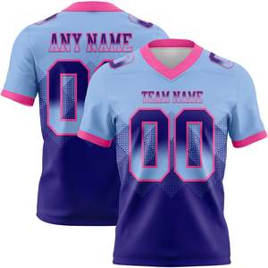 Jersey de Fútbol Azul Claro y Rosa Marino de Fábrica OEM Elite, Ropa Deportiva con Degradado, Bordado Personalizado, Jersey con Serigrafía - Product Image 1