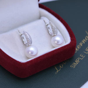 Pendientes de Perlas de Agua Dulce de 10-11 mm, Grandes, Blancas y Púrpuras, Redondas, con Luz Intensa, Ligeras Imperfecciones, Plata de Ley S925, Joyería de Perlas de Primera Calidad - Product Image 3