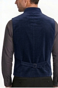 Chaleco de pana para hombre con cuello mandarín, cierre de botones y manga larga - Product Image 6