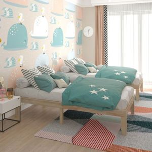 Struttura letto matrimoniale in legno da 14 pollici con supporto a doghe in legno di gomma, piattaforma letto in legno - Product Image 2